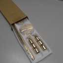 Gold Taper Candle Holder Set of 6, Brass Gold Tall Candlestick Holders, Metal Vintage Candle Stickers Long Holder Set, Pillar Decorative Candle Holder Fits 3/4 Inch Candle