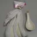 LYEOBOH 6 Pieces Asian Soup Spoons, Japanese Kitchen Soup Spoon Set, Dinner Tablespoons with Long Handle for Cereal, Ramen, Ice Cream, Dishwasher & Microwave Safe, Rustic Decor, White and Brown