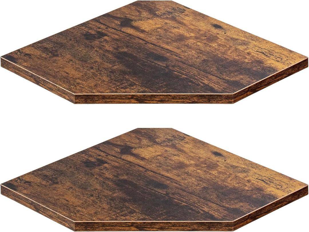 Fun Memories Corner Shelf Wall Mount, Floating Corner Shelves, Set of 2 Corner Wall Shelf Organizer, Rustic Wood Wall Storage Display Shelves for Living Room Bedroom Bathroom Kitchen, Rustic Brown | Organizer, Living Room, Bedroom, Bathroom, Kitchen (10.5"W x 10.5"D)