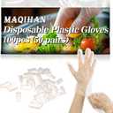 MAQIHAN 100Pcs(50Paris) Plastic Gloves Disposable - Plastic Food Safe Handling Food Prep Service Gloves Clear Food Handler Cooking Serving Kitchen Restaurant Hair Dye Individual Packaged
