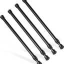 Set of 4 Tension Rod, Goowin Short Tension Rod, No Drilling Small Tension Rods for Closet, Rustproof Spring Rod, Mini Thin Tension Rods for Cabinets, Cupboard, Wardrobe Bars, Bookcase (Black, 12-20 inch)