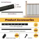 50 Pack 32.25" Hollow Aluminum Deck Balusters with Screws, Metal Balusters for Deck Railing Rectangular Spindles for Outdoor Porch Balusters, Matte Black, Includes Installation Spacing Guide