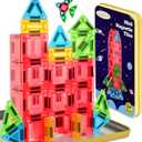 Magnetic Tiles Magnetic Blocks Building Toy: Portable Mini Magnetic Tiles Travel Set 32 Pieces Montessori Toys Birthday Gift for Kids Girls and Boys Ages 3-12 Years Old Preschool Classroom Must Haves (multi-color)