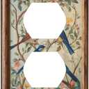 Decorative Art Light Switch Covers Vintage Bird - Flower Painting 1 Gang Single Duplex Outlet Wall Plate Switchplate Electrical Faceplate for Home Decor