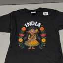 India Flag Culture Pride Cute Indian Girl for Kids T-Shirt (6Y, Black)