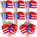 100 Pack Puerto Rico Mini Flags Small Hand Held Stick Flags Puerto Rican Party Decorations Flag with Wooden Pole for Outdoor Parades Sports Events Patriotic (4 x 6 Inch)
