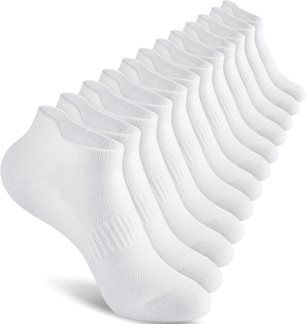 Walifrey Ankle Socks for Women, 6 Pairs Low Cut Athletic Socks for Women Running (9-11, White)