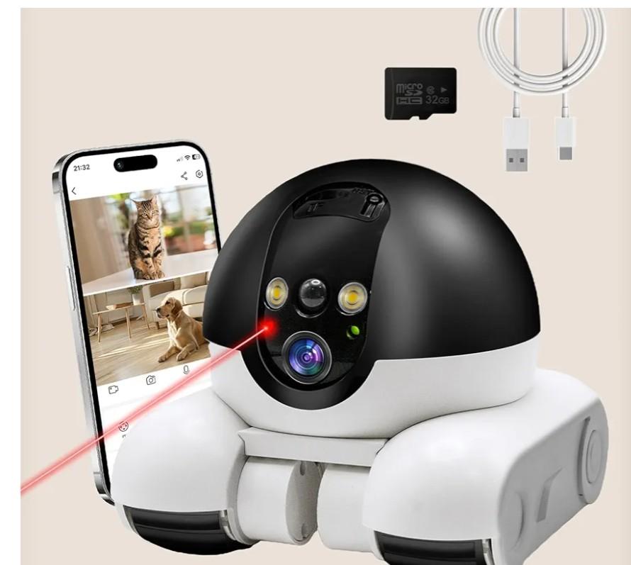 DreamBee Security Indoor Camera 1080P Dual Lens,Robot Camera on Wheels Movable with 2-Way Talk,Distance Bot with Night Vision,Blinky Bot App Control for Home Security/Cats/Dogs/Baby/Elderly