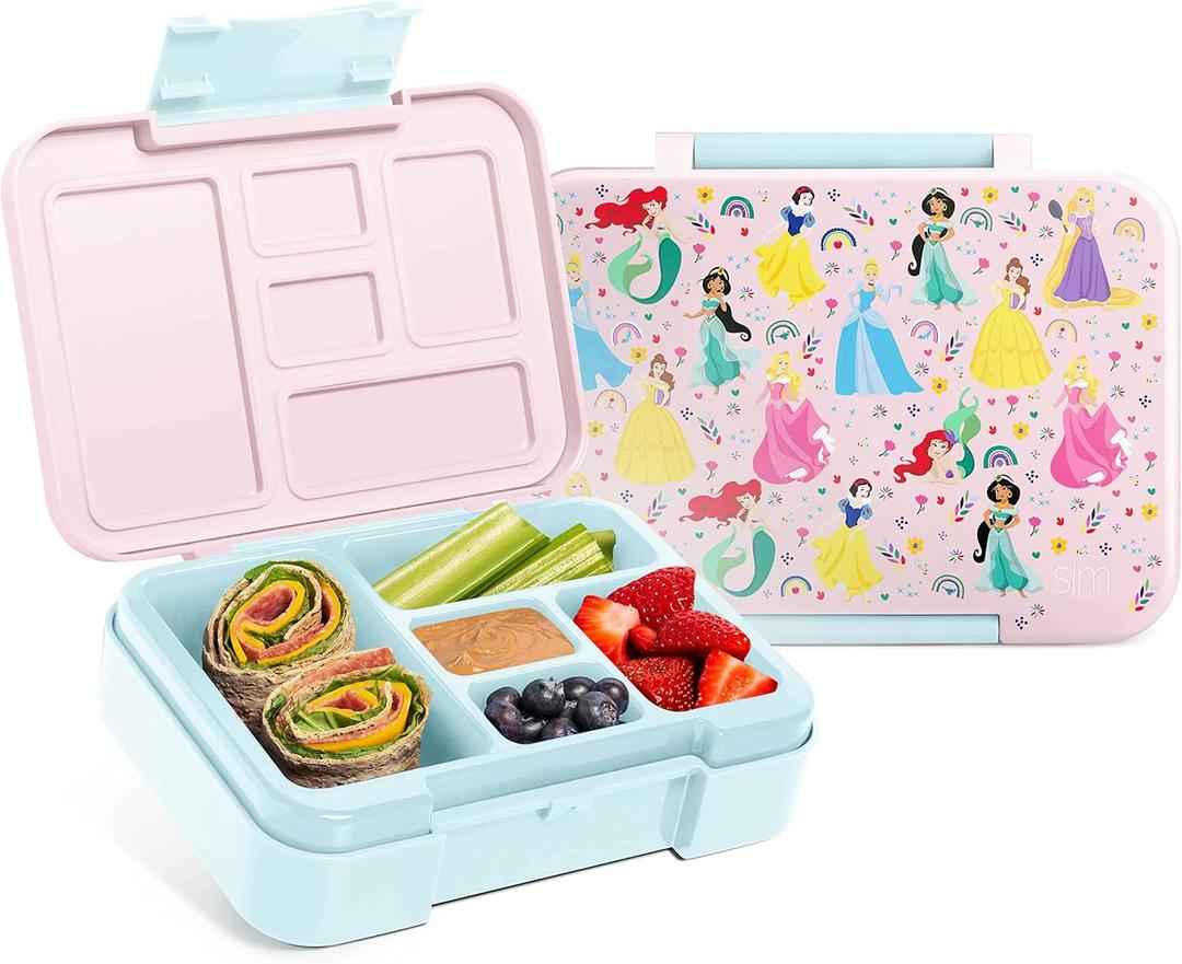 Simple Modern Disney Bento Lunch Box for Kids | BPA Free, Leakproof, Dishwasher Safe | Lunch Container for Girls, Boys, Toddlers | Porter Collection | 5 Compartments | Princess Rainbows