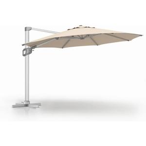 wikiwiki 11FT Cantilever Patio Umbrella, Offset Umbrella Outdoor Patio with 360 Rotation and Unlimited Tilting System, Heavy Duty Large Umbrella with Cross Base, Beige