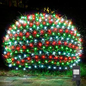 WBao Christmas Net Lights, 360LED 11.5ft x 6.9ft Christmas Lights with 8 Modes, Timer, End to End Connectable, Waterproof Design for Lawn, Bushes, Trees Outdoor Xmas Decorations, Red Green White