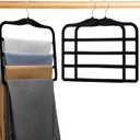 2-Pack Velvet Pants Hangers - Space Saving Multi-Layer Non-Slip Closet Organizers for Jeans, Trousers & Scarves - Ideal Dorm Room Storage Solution for Small Spaces