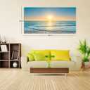 Wall Art Canvas Painting Blue Sea Beautiful Seascape 1 Piece Ocean Sunset Waves Picture Poster Print Framed and Stretched Ready to Hang for Living Room Bedroom Artework, 48"L x 24"W