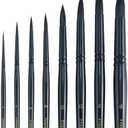 Transon Round Watercolor Paint Brush Set Goat Hair for Watercolors,Acrylics,Inks,Gouache,Oil and Tempera Black Color, Pack of 6