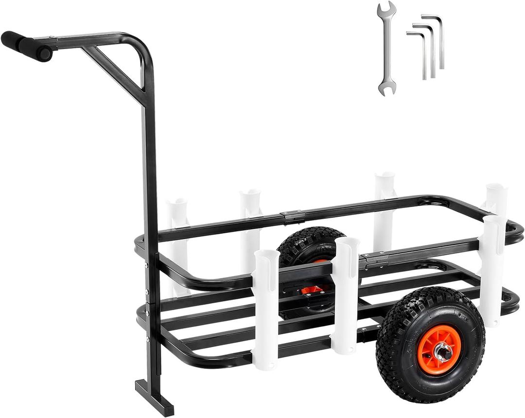VEVOR Beach Fishing Cart, 200 lbs Load Capacity, Fish and Marine Cart with Two 11" Big Wheels Rubber Balloon Tires for Sand, Heavy-Duty Steel Pier Wagon Trolley with 7 Rod Holders for Fishing, Picnic VEVOR Beach Fishing Cart, 200 lbs Load Capacity, Fish and Marine Cart with Two 11" Big Wheels Rubber Balloon Tires for Sand, Heavy-Duty Steel Pier Wagon Trolley with 7 Rod Holders for Fishing, Picnic