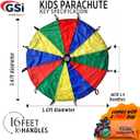 GSi Kids Play Parachute Rainbow Parachute Toy Tent Game for Children Gymnastics Cooperative Play and Outdoor Playground Activities (16 Feet)