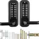 VEVOR Mechanical Keyless Entry Door Lock, 14 Digit Keypad, Double-Sided Embedded Outdoor Gate Door Locks Set with Keypad and Handle, Water-Proof Zinc Alloy, Easy to Install, for Garden, Yard, Garage (Black)