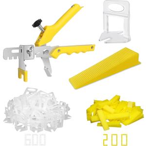 DGSL Tile Leveling System with Tile Plier - 600-Piece Tile Spacers Clips and 200-Piece Reusable Wedges - Tile Tools Set for Stone Installation 1/16 Inch