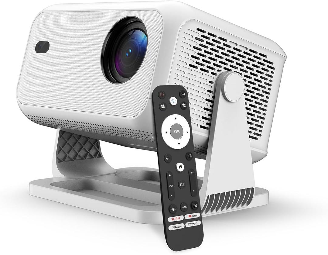 Netflix Officially 4K Smart Projector with WiFi and Bluetooth, AI Auto Focus 800 ANSI 1080P Native Portable Outdoor Indoor Home Video Projectors - White