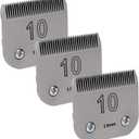 3 Pack 10# Removable Dog Grooming Blades, Made of Carbonized Steel, Suitable for Andis/Oster A5/Wahl KM Series, Cutting Length 1/16" (1.5 mm)