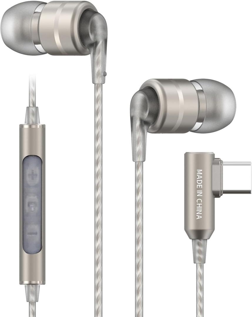 SoundMAGIC E80D Digital USB C Headphones - Type C Wired Earbuds with Microphone HiFi Stereo Earphones Powerful Bass Noise Isolating Compatible with Android Device, Gunmetal
