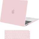 MOSISO Compatible with MacBook Air 13 inch Case 2022 2021 2020 2019 2018 Release A2337 M1 A2179 A1932 Touch ID, Plastic Hard Shell Cover&Keyboard Cover for MacBook Air 13.3 inch Case, Rose Quartz
