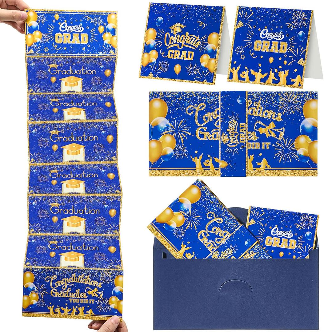 2 x Tenceur 2026 Graduation Money Holder with Envelope and Greeting Card Graduation Money Holder Gift for College High School Party Decoration Class of 2026 (Blue,Simple)