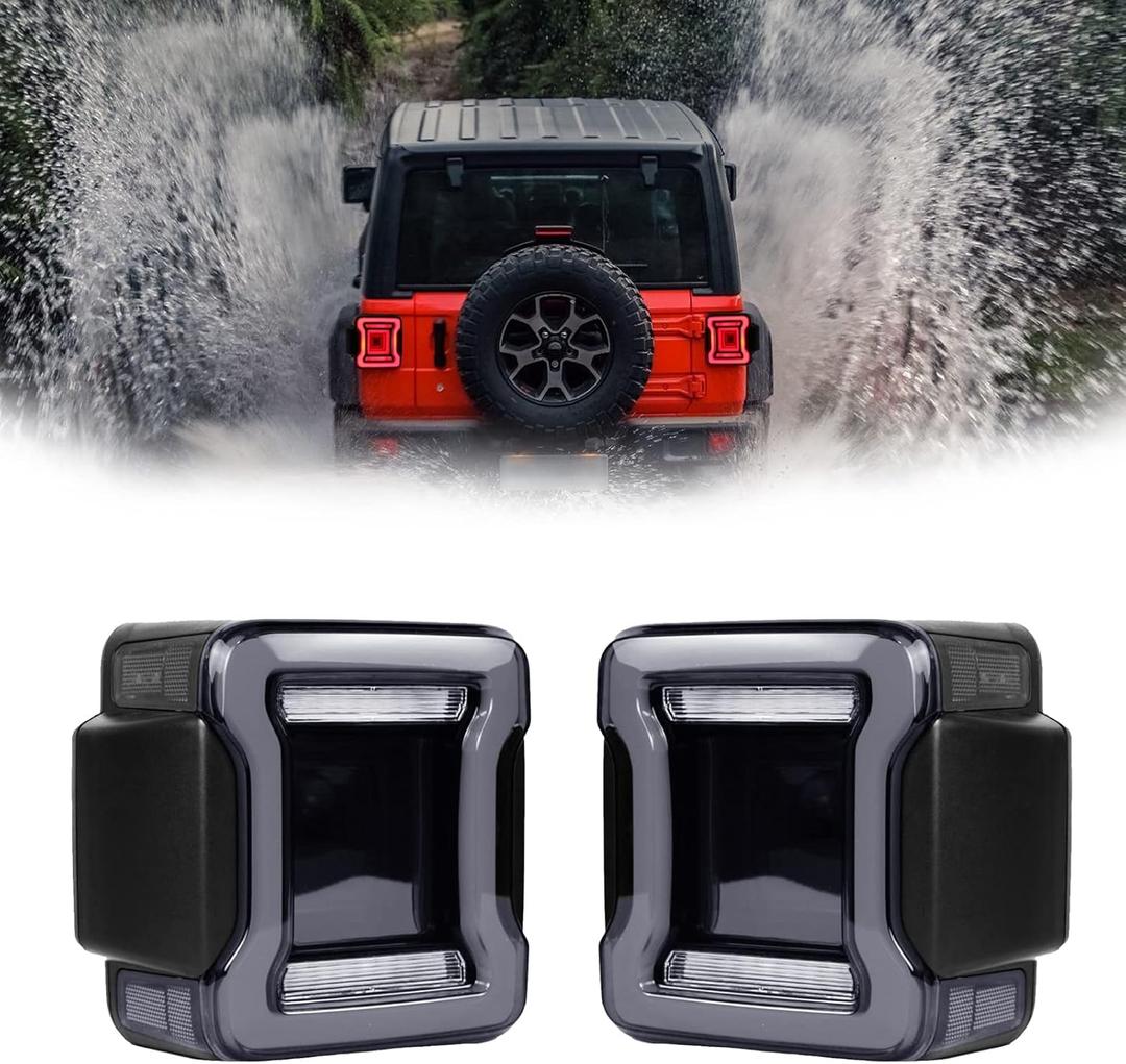 Smoked LED Tail Lights Compatible with JK 2007-2017,Rear Lights w/Tunnel Edition Taillights Brighter when Cross-country NOT FOR JL