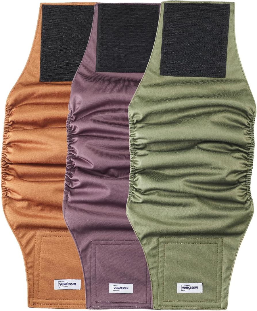Washable Dog Diapers Male Large, Premium Belly Bands for Dogs Reusable, Pack of 3, High Absorbing Large Puppy Diapers n Incontinence or Excitable Urination and Training(L)
