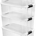 Sterilite 4-Pack Ultra Latching Box, Storage Bins with Lids, Clear Plastic, 116 Quart - Heavy-Duty Organizing Containers for Closet, Bathroom, and Office