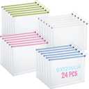 24 PCS A4 Clear Zipper Pouches Bags for Organizing 9x12 Inch Plastic Zipper Envelopes Pouch Reusable Zipper Bags Plastic Folders for Documents Folders 9x12 Clear Envelope Pouch (4 Colors)