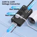2000W Voltage Converter US to Europe for Hair Dryers, 7-in-1 220V to 110V Converter for European Travel with 3 AC/2 USBA/2 USBC Ports, Universal Power Converter Adapter Combo with EU/UK/IT/AU
