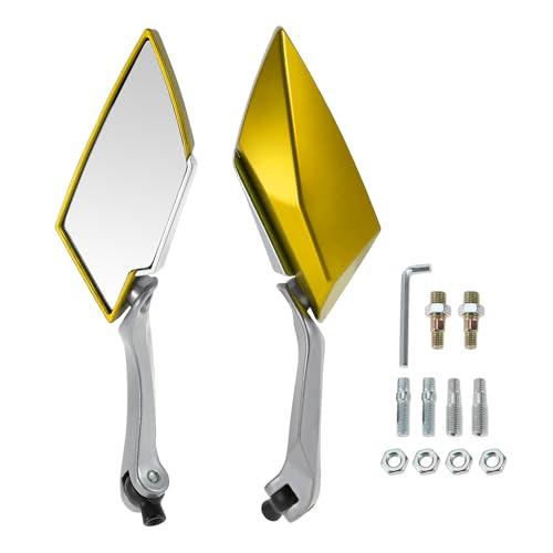 HOPESPANNER Universal Motorcycle Rear View Mirrors Adjustable Bar End Side Mirrors Mount Aluminum Plastic 1 Set Silver Tone Gold Tone M8/M10 Prismatic Shape