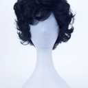 Angelaicos Men's Short Curly Brown Black Wig Halloween Costume Cosplay Party Fluffy Wigs (Black)