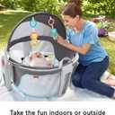 Fisher-Price Portable Bassinet On-The-Go Baby Dome, Travel Play Space with Developmental Newborn Toys & Canopy, Windmill