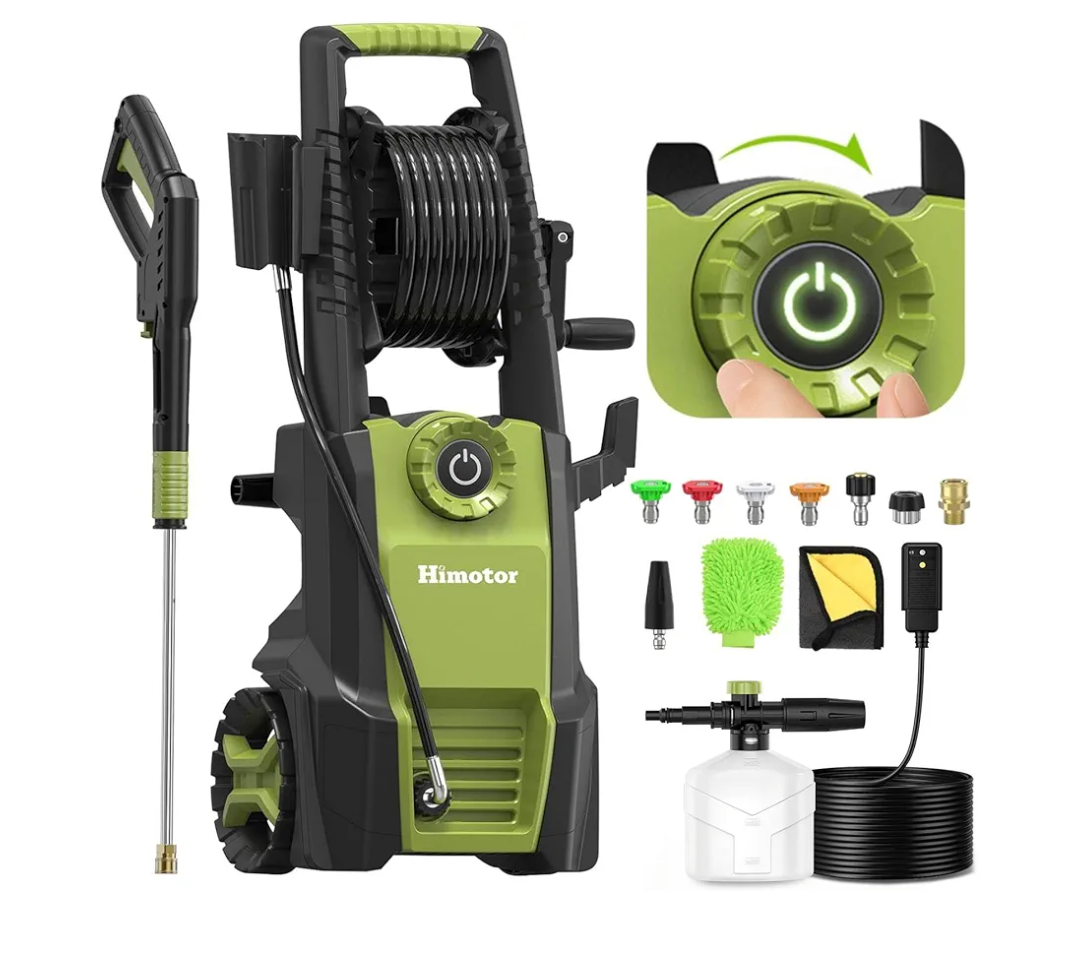 Electric Pressure Washer - 4500PSI 3.0GPM Electric Power Washer Adjustable Pressure, High Pressure Washer Includes 5 Nozzles with Foam Cannon for Cars, Fences, Patios, Driveways, Green