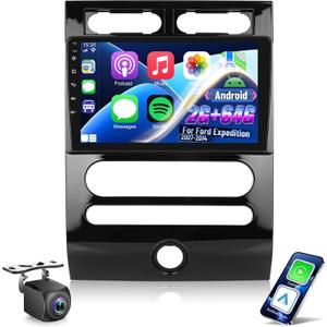 [2+64G] NHOPEEW Car Radio for Ford Expedition 2007-2014(Auto A/C) - Wireless Carplay and Android Auto - 9 Inch Touchscreen Android Car Stereo - DSP/GPS/WiFi/SWC/Mirror Link + AHD Backup Camera
