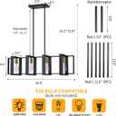 Farmhouse Kitchen Island Lighting Black Chandeliers for Dining Room Wooden Island Lights,Industrial Rectangle Light Fixtures Ceiling Hanging (4 Lights)