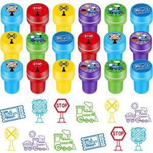 PerKoop 60 Pieces Train Party Favors Stampers for Kids Train Birthday Party Supplies Goody Bag Stuffer Filler Carnival Rewards Toddler Friends Theme Favors Decorations Class Prizes