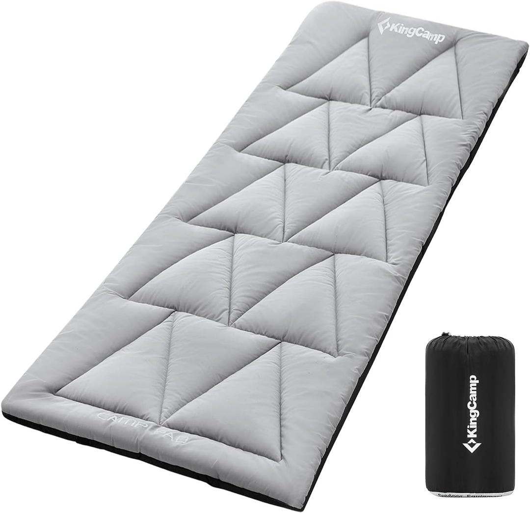 KingCamp Cot Mattress, Portable Lightweight Camping Sleeping Mat Soft Comfortable Non-Slip Cot Pad for Camp Cot, RV Bunk & Twin Beds (75" x 25" x 1.2", Delta Grey L 1.6 lb)