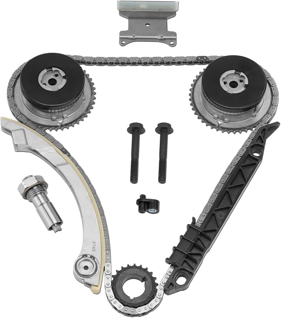Timing Chain Kit w/VVT Compatible with Chevrolet Equinox 11-17 Impala Malibu 14 Cobalt HHR 09-10, Buick Regal LaCrosse Verano 12-17, GMC Terrain 11-17, Pontiac G5 L4 2.2L 2.4L Ecotec Replace# 12621505