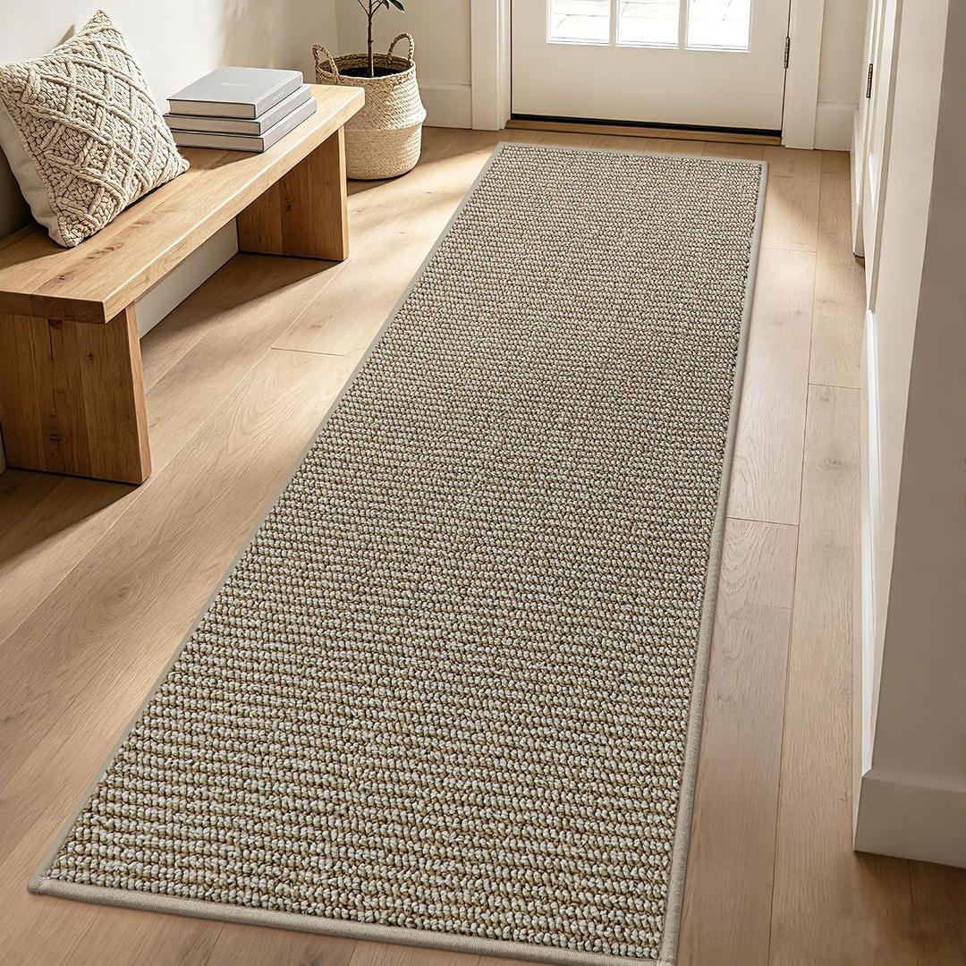 BEQHAUSE Hallway Runner Rugs 2.7x7, Hallway Rug Washable, Light Beige