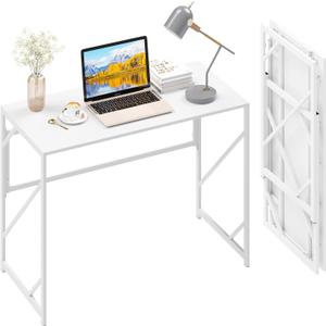Elephance Folding Desk Writing Computer Desk for Home Office, No-Assembly Study Office Desk Foldable Table for Small Spaces