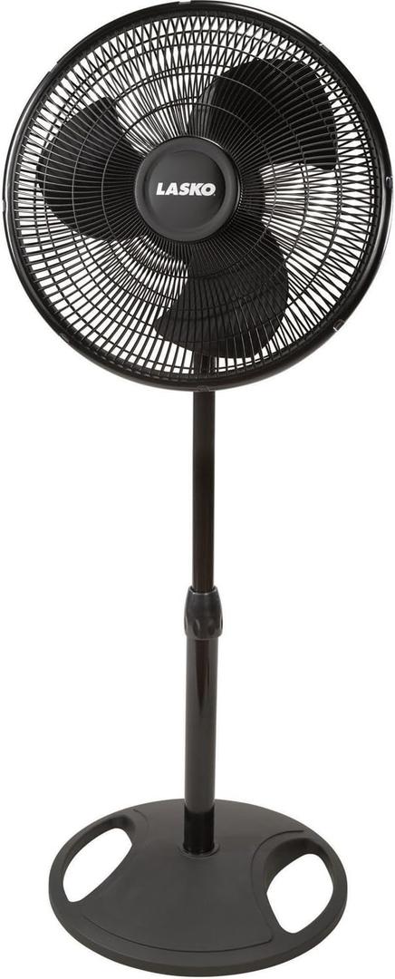Lasko 16 Inch 3-Speed Quiet Adjustable Tilting Wide-Area Oscillating Standing Pedestal Fan for Bedroom, Kitchen, Home, and Office, Black