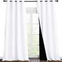 White 100% Blackout Curtains for Windows, Super Heavy-Duty Black Lined Total Darkness Drapes for Bedroom, Privacy Assured Window Treatment for Patio (Pack of 2, 55 inches W x 102 inches L)