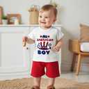 Toddler Baby Boy 4th of July Outfit American Flag Embroidery Waffle Knit T Shirt Shorts Set Patriotic Clothes (6-12 Months, Colorful)