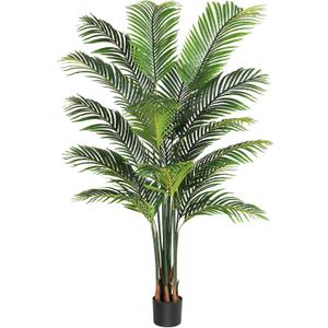 VIAGDO Artificial Fake Palm Tree 6ft Tall with 16 Detachable Trunks Faux Tropical Palm Silk Plant Feaux Dypsis Lutescens Plants in Pot for Home Office Living Room Floor Decor Indoor