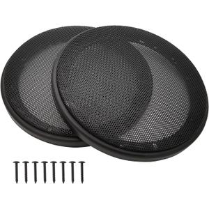 6.5" Speaker Grill Covers, Car Speaker Subwoofer Guard Protector, ABS Plastic Frame with Metal Mesh, Black - 2Pcs