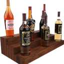 Bottle Stand - 24 Inch 3 Tier Bar Bottle Display Shelf, Holds 18 Bottles, Real Wood, No Installation Required (Dark Walnut)