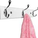 Wall Mounted Coat Rack 12.2inch(31cm) with 3 Silver Hooks, White Wood Coat Hook for Entrance, Hallway, Bedroom, Kids Room, Bathroom,Small Size Clothes Hanger